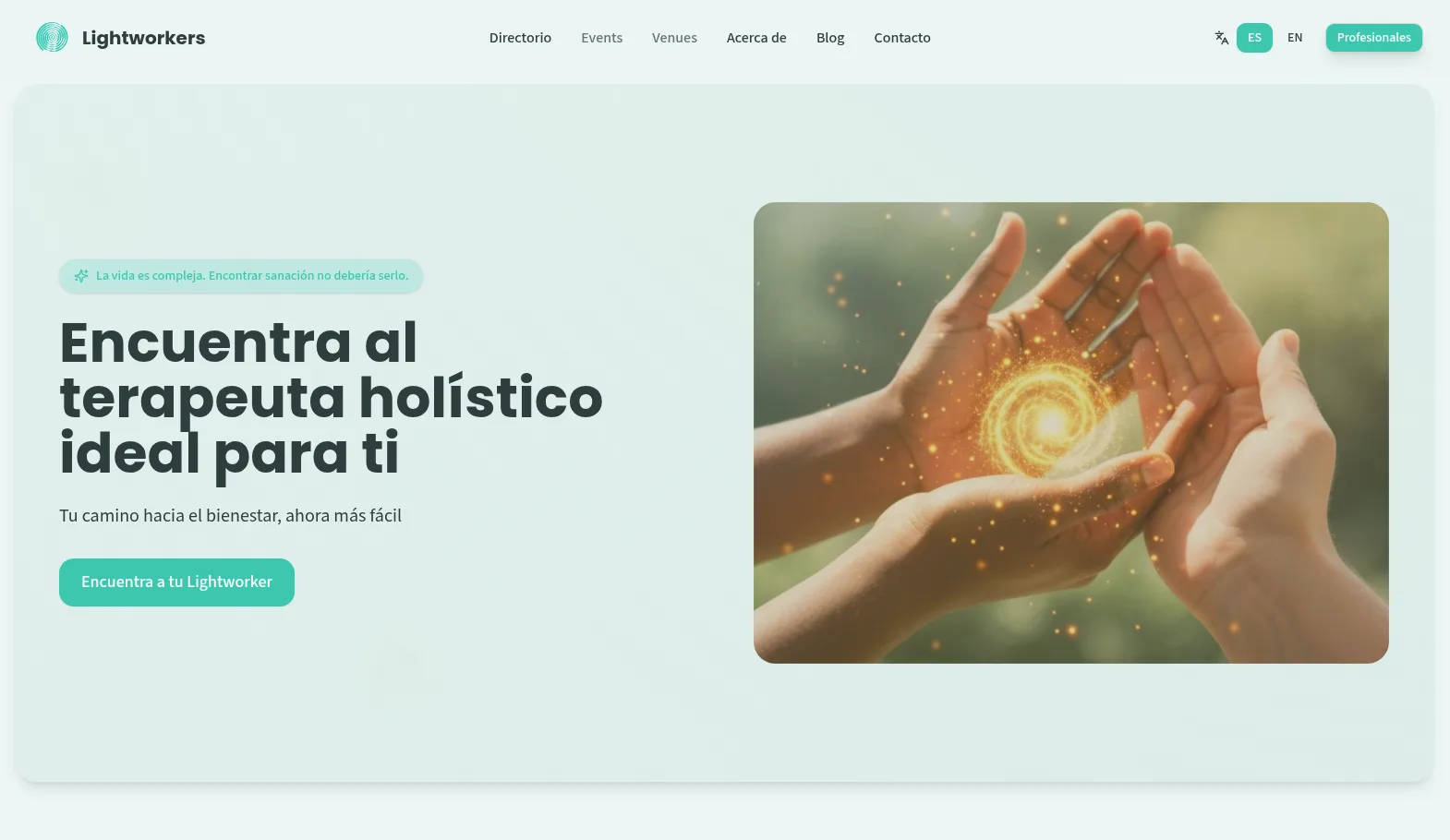 Sitio web de Lightworkers creado por Pagina Pro
